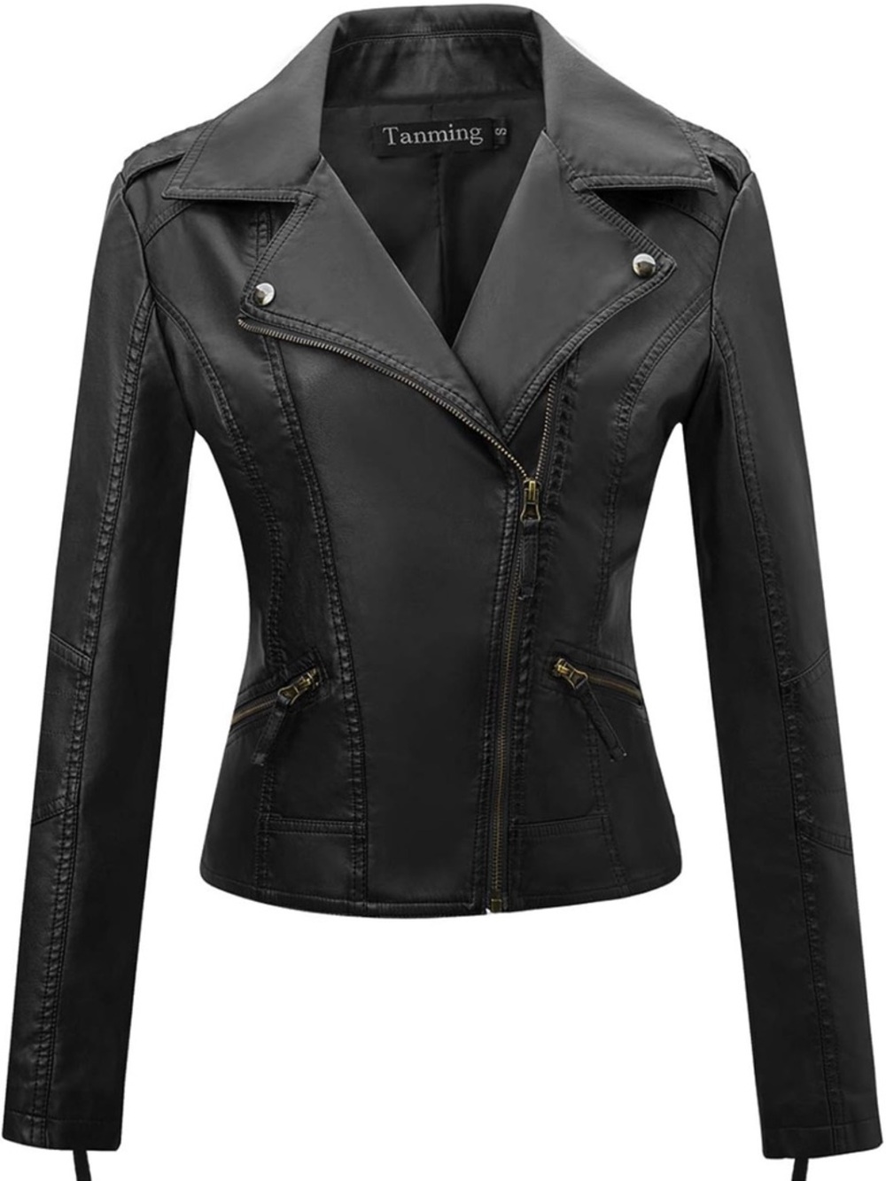 Tanmng Black Faux Leather Moto Jacket, women’s size XL. NEW WITHOUT TAGS!!